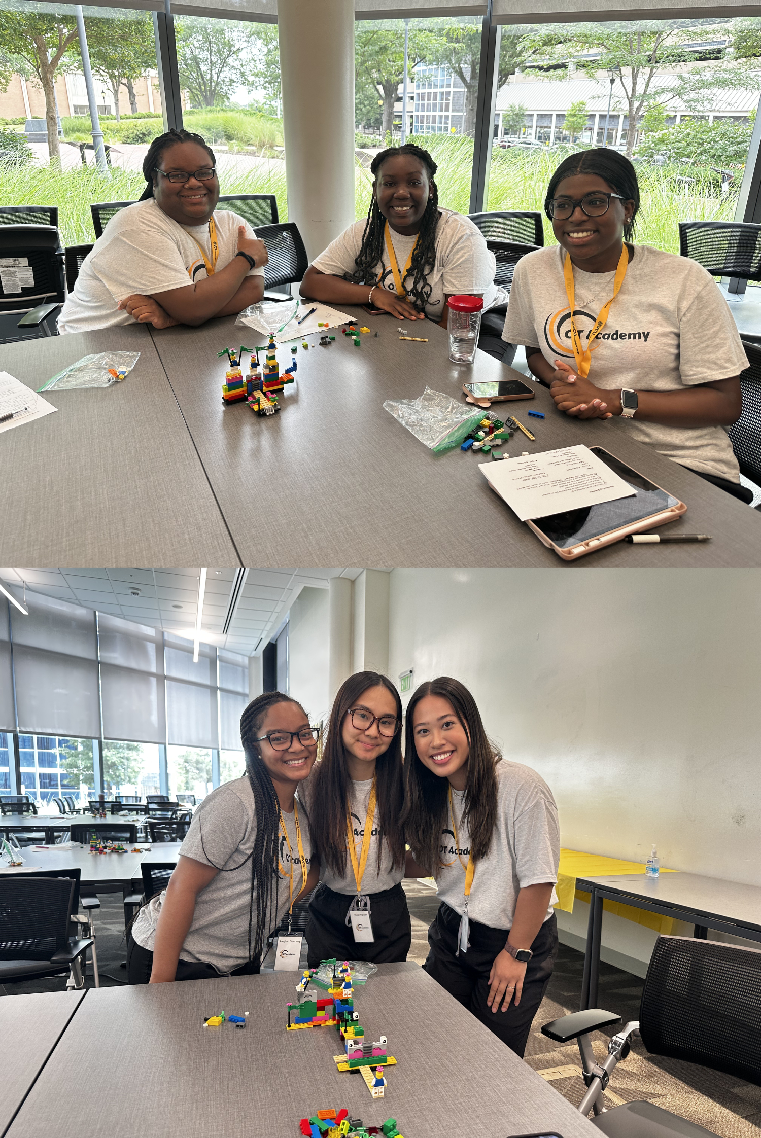 Students with their lego creations