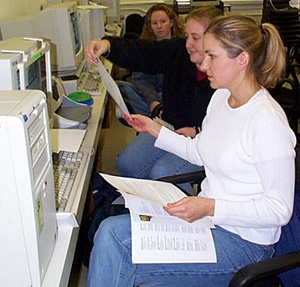 students working together at computers