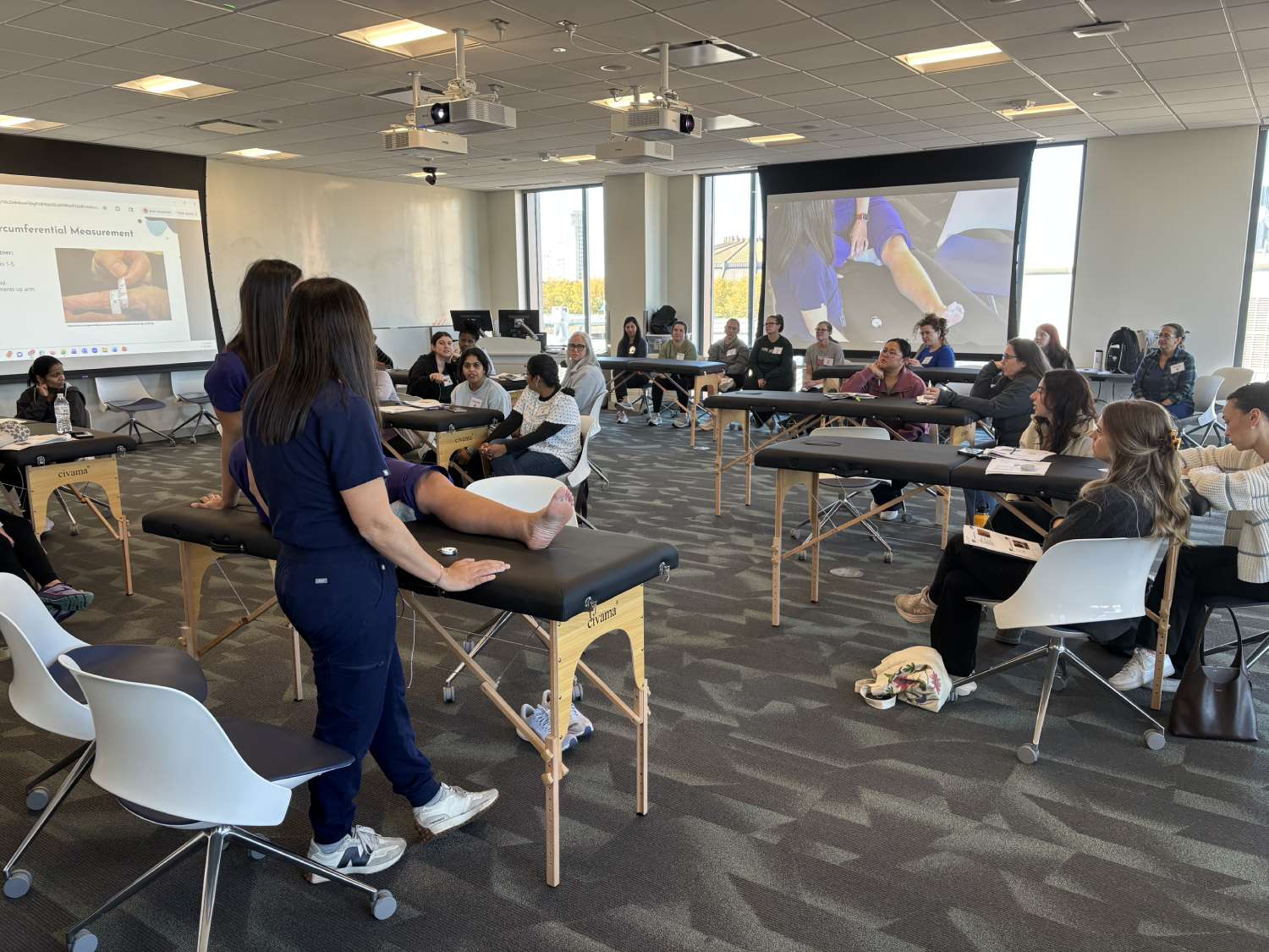 Christine McNichols sharing information about lymphedema